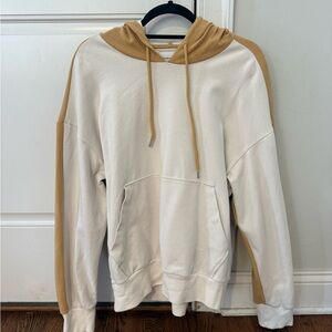 Club Monaco Men's Cream and Tan Hoodie. NWOT. Size Large.